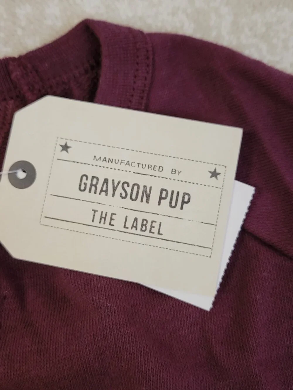 Grayson Pup The Label Stay Cozy Dog Sweater Large Maroon White Brand New